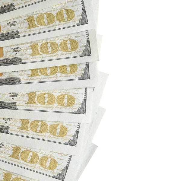 Amerikan parası bir sınır beyaz kopya alanı ile izole. Para sınırı yüz dolarlık banknotlar