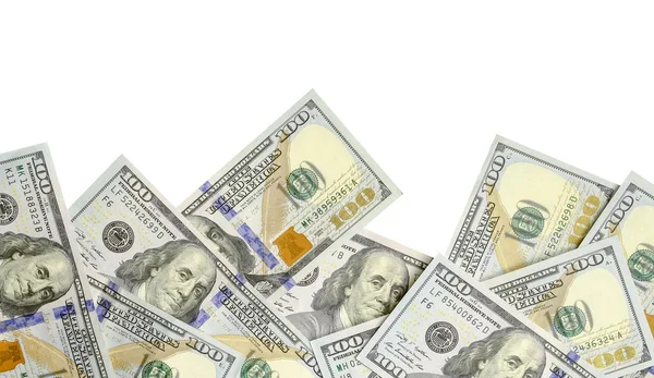 Amerikan parası bir sınır beyaz kopya alanı ile izole. Para sınırı yüz dolarlık banknotlar