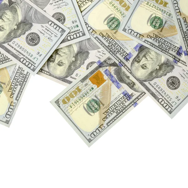 Amerikan parası bir sınır beyaz kopya alanı ile izole. Para sınırı yüz dolarlık banknotlar