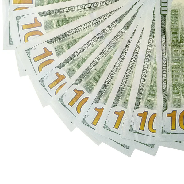 Amerikan parası bir sınır beyaz kopya alanı ile izole. Para sınırı yüz dolarlık banknotlar