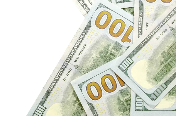 Amerikan parası bir sınır beyaz kopya alanı ile izole. Para sınırı yüz dolarlık banknotlar
