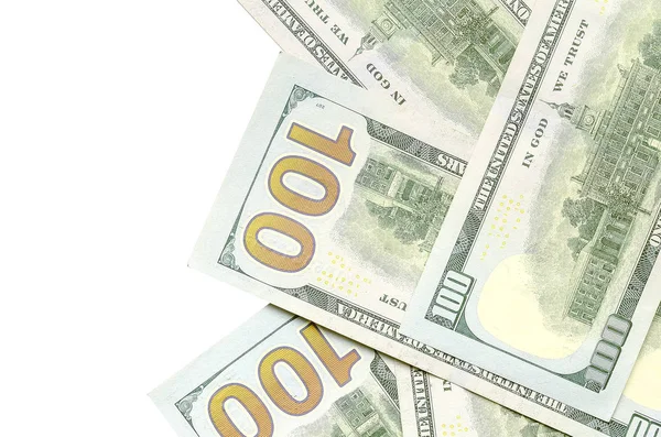 Amerikan parası bir sınır beyaz kopya alanı ile izole. Para sınırı yüz dolarlık banknotlar