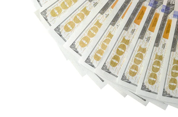 Amerikan parası bir sınır beyaz kopya alanı ile izole. Para sınırı yüz dolarlık banknotlar