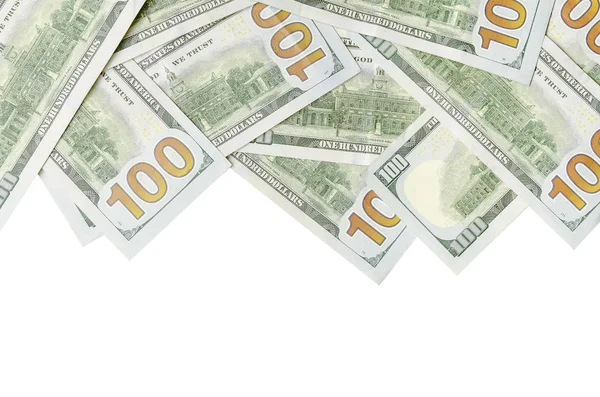 Amerikan parası bir sınır beyaz kopya alanı ile izole. Para sınırı yüz dolarlık banknotlar
