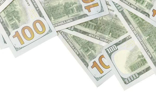 Een Grens Van Amerikaanse Geld Geïsoleerd Wit Met Kopieerruimte Geld — Stockfoto