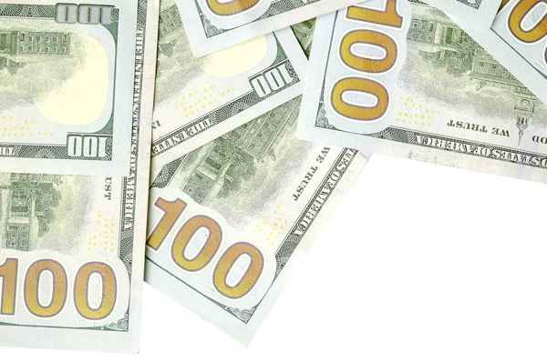 Amerikan parası bir sınır beyaz kopya alanı ile izole. Para sınırı yüz dolarlık banknotlar