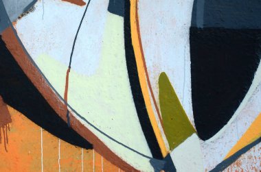 Konturlar ve gölgeleme yakın ile renkli sokak sanatı grafiti resimlerinin parçası. Gençlik çağdaş sanat kültürünün arka plan dokusu. Gri ve turuncu renkler