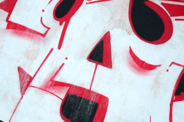 Konturlar ve gölgeleme yakın ile renkli sokak sanatı grafiti resimlerinin parçası. Gençlik çağdaş sanat kültürünün arka plan dokusu. Turuncu, kırmızı ve siyah renkler