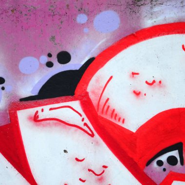 Konturlar ve gölgeleme yakın ile renkli sokak sanatı grafiti resimlerinin parçası. Gençlik çağdaş sanat kültürünün arka plan dokusu. Pembe kırmızı ve siyah renkler