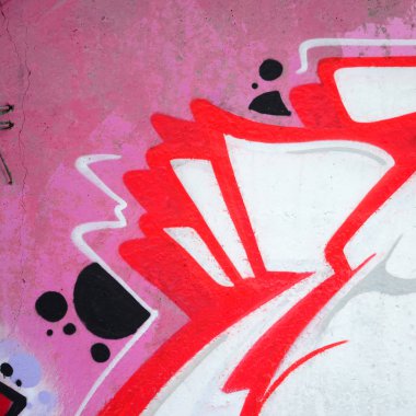 Konturlar ve gölgeleme yakın ile renkli sokak sanatı grafiti resimlerinin parçası. Gençlik çağdaş sanat kültürünün arka plan dokusu. Pembe kırmızı ve siyah renkler