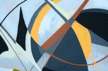 Konturlar ve gölgeleme yakın ile renkli sokak sanatı grafiti resimlerinin parçası. Gençlik çağdaş sanat kültürünün arka plan dokusu. Gri ve turuncu renkler