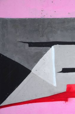 Konturlar ve gölgeleme yakın ile renkli sokak sanatı grafiti resimlerinin parçası. Gençlik çağdaş sanat kültürünün arka plan dokusu. Pembe kırmızı ve siyah renkler