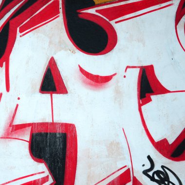 Konturlar ve gölgeleme yakın ile renkli sokak sanatı grafiti resimlerinin parçası. Gençlik çağdaş sanat kültürünün arka plan dokusu. Turuncu, kırmızı ve siyah renkler