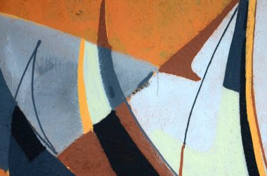 Konturlar ve gölgeleme yakın ile renkli sokak sanatı grafiti resimlerinin parçası. Gençlik çağdaş sanat kültürünün arka plan dokusu. Gri ve turuncu renkler