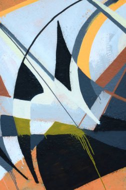 Konturlar ve gölgeleme yakın ile renkli sokak sanatı grafiti resimlerinin parçası. Gençlik çağdaş sanat kültürünün arka plan dokusu. Gri ve turuncu renkler