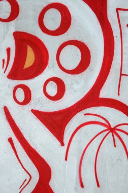 Konturlar ve gölgeleme yakın ile renkli sokak sanatı grafiti resimlerinin parçası. Gençlik çağdaş sanat kültürünün arka plan dokusu. Turuncu, kırmızı ve siyah renkler