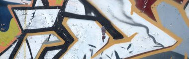 Konturlar ve gölgeleme yakın ile renkli sokak sanatı grafiti resimlerinin parçası. Gençlik çağdaş sanat kültürünün arka plan dokusu. Gri ve turuncu renkler