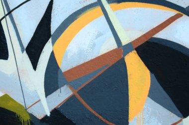 Konturlar ve gölgeleme yakın ile renkli sokak sanatı grafiti resimlerinin parçası. Gençlik çağdaş sanat kültürünün arka plan dokusu. Gri ve turuncu renkler