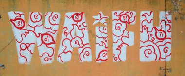 Konturlar ve gölgeleme yakın ile renkli sokak sanatı grafiti resimlerinin parçası. Gençlik çağdaş sanat kültürünün arka plan dokusu. Turuncu, kırmızı ve siyah renkler