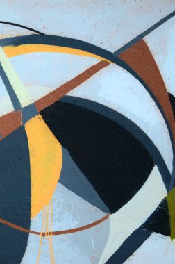 Konturlar ve gölgeleme yakın ile renkli sokak sanatı grafiti resimlerinin parçası. Gençlik çağdaş sanat kültürünün arka plan dokusu. Gri ve turuncu renkler
