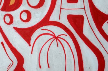 Konturlar ve gölgeleme yakın ile renkli sokak sanatı grafiti resimlerinin parçası. Gençlik çağdaş sanat kültürünün arka plan dokusu. Turuncu, kırmızı ve siyah renkler