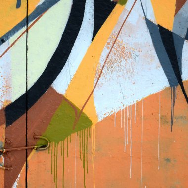 Konturlar ve gölgeleme yakın ile renkli sokak sanatı grafiti resimlerinin parçası. Gençlik çağdaş sanat kültürünün arka plan dokusu. Gri ve turuncu renkler