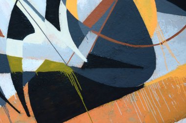 Konturlar ve gölgeleme yakın ile renkli sokak sanatı grafiti resimlerinin parçası. Gençlik çağdaş sanat kültürünün arka plan dokusu. Gri ve turuncu renkler