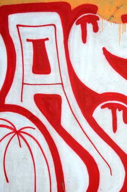 Konturlar ve gölgeleme yakın ile renkli sokak sanatı grafiti resimlerinin parçası. Gençlik çağdaş sanat kültürünün arka plan dokusu. Turuncu, kırmızı ve siyah renkler
