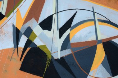 Konturlar ve gölgeleme yakın ile renkli sokak sanatı grafiti resimlerinin parçası. Gençlik çağdaş sanat kültürünün arka plan dokusu. Gri ve turuncu renkler