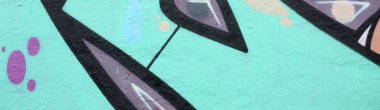 Konturlar ve gölgeleme yakın ile renkli sokak sanatı grafiti resimlerinin parçası. Gençlik çağdaş sanat kültürünün arka plan dokusu. Turkuaz yeşil renkler