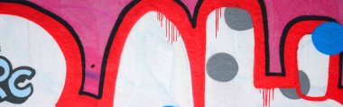Konturlar ve gölgeleme yakın ile renkli sokak sanatı grafiti resimlerinin parçası. Gençlik çağdaş sanat kültürünün arka plan dokusu. Pembe kırmızı ve siyah renkler