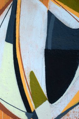 Konturlar ve gölgeleme yakın ile renkli sokak sanatı grafiti resimlerinin parçası. Gençlik çağdaş sanat kültürünün arka plan dokusu. Gri ve turuncu renkler