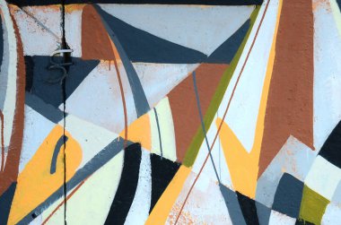 Konturlar ve gölgeleme yakın ile renkli sokak sanatı grafiti resimlerinin parçası. Gençlik çağdaş sanat kültürünün arka plan dokusu. Gri ve turuncu renkler
