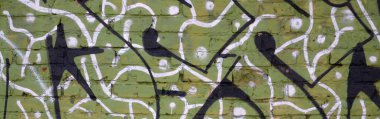 Konturlar ve gölgeleme yakın ile renkli sokak sanatı grafiti resimlerinin parçası. Gençlik çağdaş sanat kültürünün arka plan dokusu. Yeşil sarı renkler
