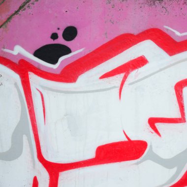 Konturlar ve gölgeleme yakın ile renkli sokak sanatı grafiti resimlerinin parçası. Gençlik çağdaş sanat kültürünün arka plan dokusu. Pembe kırmızı ve siyah renkler
