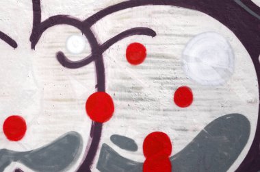 Konturlar ve gölgeleme yakın ile renkli sokak sanatı grafiti resimlerinin parçası. Gençlik çağdaş sanat kültürünün arka plan dokusu. Siyah beyaz ve kırmızı renkler