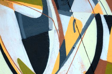 Konturlar ve gölgeleme yakın ile renkli sokak sanatı grafiti resimlerinin parçası. Gençlik çağdaş sanat kültürünün arka plan dokusu. Gri ve turuncu renkler