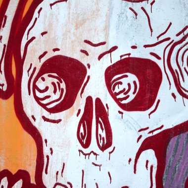 Konturlar ve gölgeleme yakın ile renkli sokak sanatı grafiti resimlerinin parçası. Gençlik çağdaş sanat kültürünün arka plan dokusu. Turuncu, kırmızı ve siyah renkler