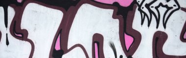 Konturlar ve gölgeleme yakın ile renkli sokak sanatı grafiti resimlerinin parçası. Gençlik çağdaş sanat kültürünün arka plan dokusu. Pembe kırmızı ve siyah renkler