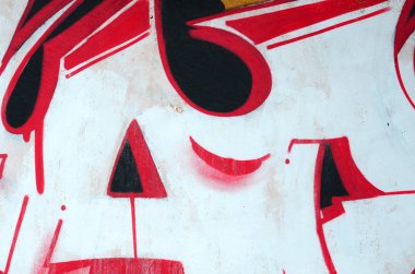 Konturlar ve gölgeleme yakın ile renkli sokak sanatı grafiti resimlerinin parçası. Gençlik çağdaş sanat kültürünün arka plan dokusu. Turuncu, kırmızı ve siyah renkler