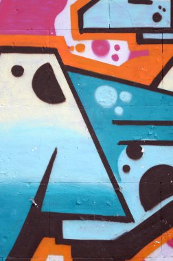 Konturlar ve gölgeleme yakın ile renkli sokak sanatı grafiti resimlerinin parçası. Gençlik çağdaş sanat kültürünün arka plan dokusu. Mavi turuncu ve siyah renkler