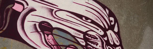 Fragmento Pinturas Graffiti Arte Urbano Colores Con Contornos Sombreado Cerca — Foto de Stock