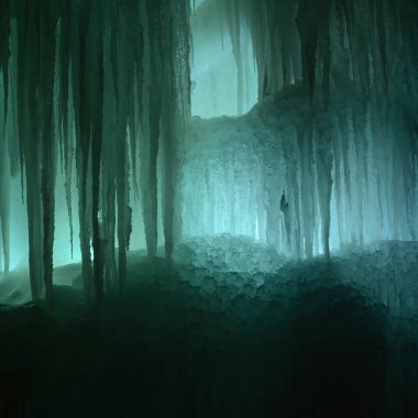 Buz dondurulmuş şelale veya mağara arka plan büyük bloklar