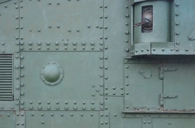 Doku tank yan duvar, metal yapılmış ve cıvata ve perçin çok sayıda ile güçlendirilmiş