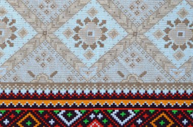 Geleneksel Ukraynalı halk sanatı tekstil kumaş üzerinde nakış desen örme