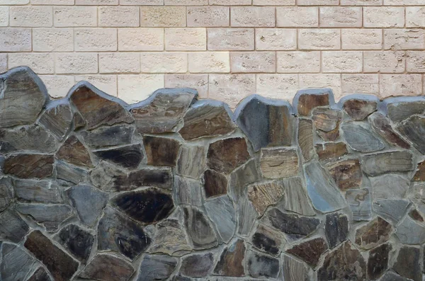 Rustik eski bej beyaz tuğla duvar arka plan — Stok fotoğraf