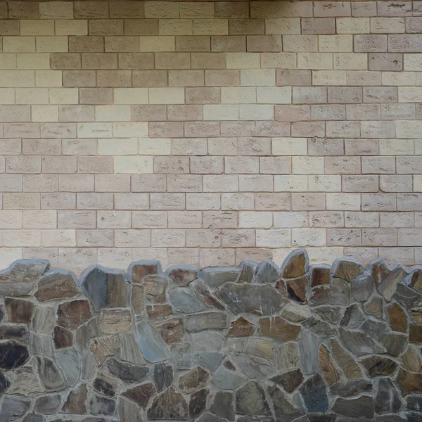 Rústico velho bege branco tijolo parede fundo — Fotografia de Stock