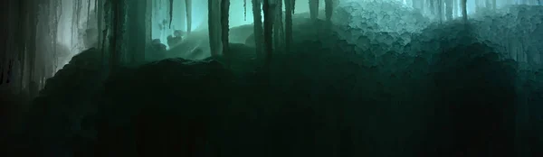 Große Eisblöcke gefrorener Wasserfall oder Höhle Hintergrund — Stockfoto