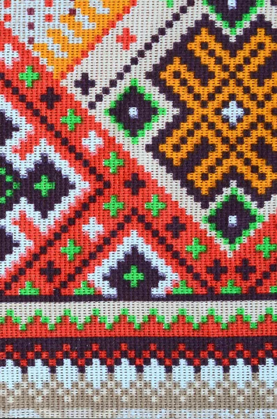 Традиційне українське Народне мистецтво В'язаний Візерунок вишивки на текстильній тканині — стокове фото