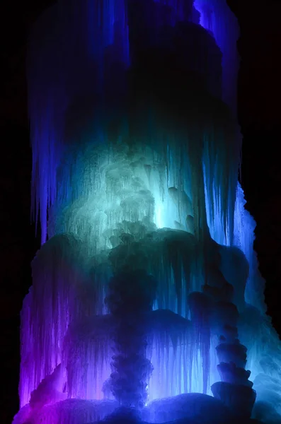 Large blocks of ice frozen waterfall or cavern background — Stock Photo, Image